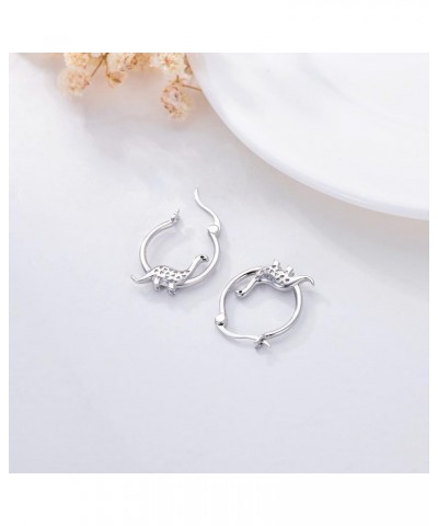 925 Sterling Silver Small Hoop Earrings for Sensitive Ears Cute Animal Jewelry Gifts for Women Daughter Dinosaur $17.81 Earrings