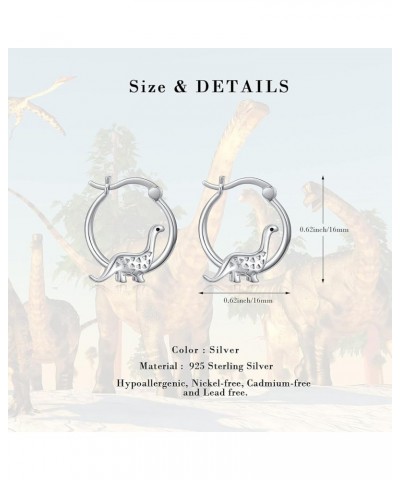 925 Sterling Silver Small Hoop Earrings for Sensitive Ears Cute Animal Jewelry Gifts for Women Daughter Dinosaur $17.81 Earrings