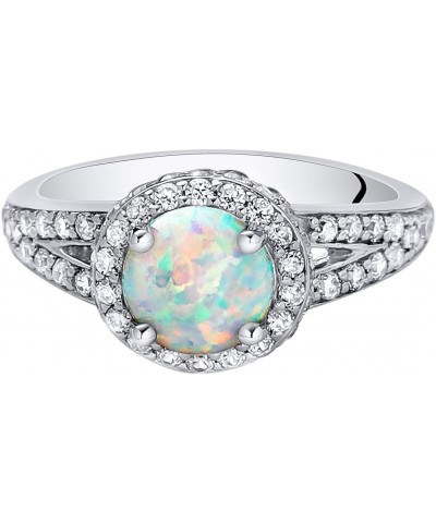 Created White Fire Opal Ring for Women 925 Sterling Silver, Vintage Halo Design, 1.25 Carats Round Shape 7mm Sizes 5 to 9 $26...