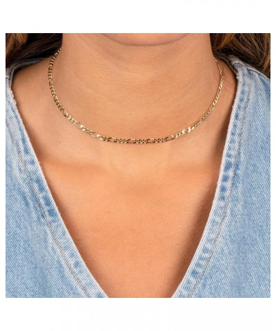 ADINA EDEN Italian Gold Chain Necklace, 14K Gold Filled Choker Necklace For Women | Cuban Link, Figaro, and Snake Herringbone...