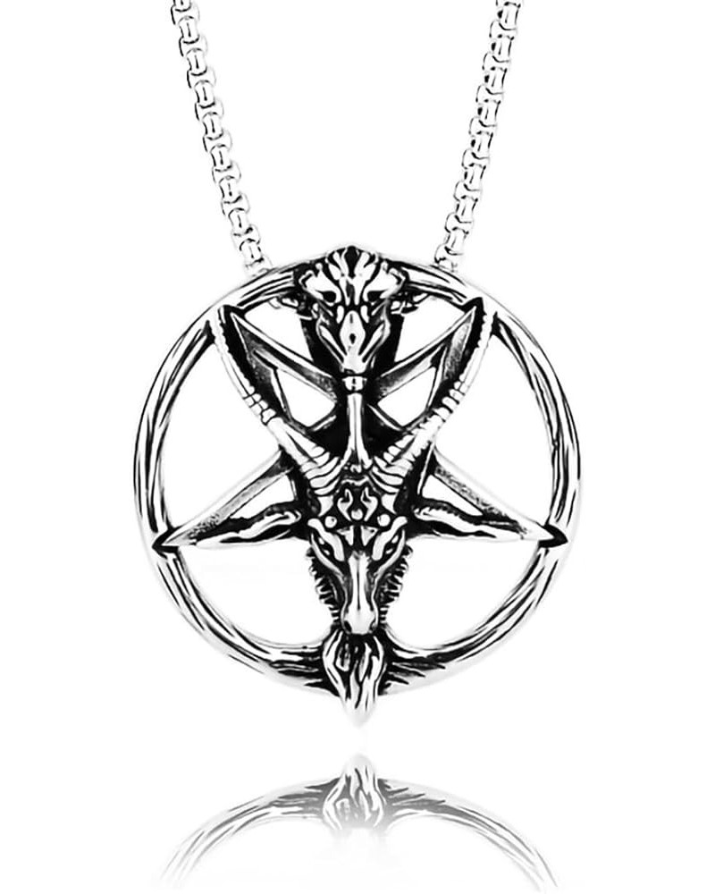 Men's Necklace Pendant for Men Boys with 23.6'' Stainless Steel Box Chain 116-Demon Goat Head $5.49 Necklaces