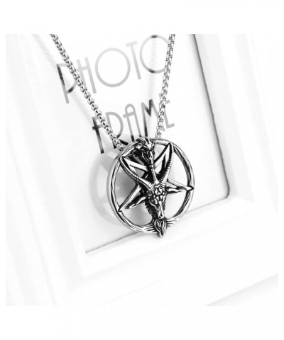 Men's Necklace Pendant for Men Boys with 23.6'' Stainless Steel Box Chain 116-Demon Goat Head $5.49 Necklaces