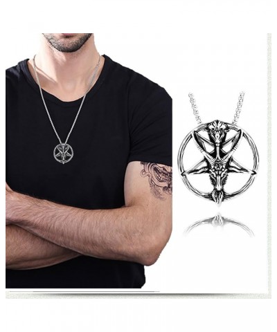 Men's Necklace Pendant for Men Boys with 23.6'' Stainless Steel Box Chain 116-Demon Goat Head $5.49 Necklaces