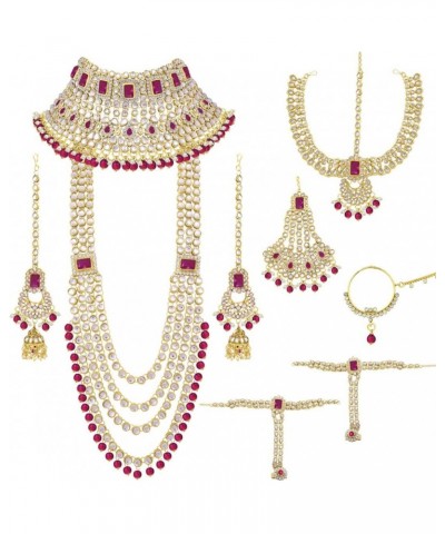 Ethnic Indian Traditional Bollywood Fashion Kundan Bridal Jewelry Set with Choker Earrings Maang Tikka Hathphool for Women Ra...