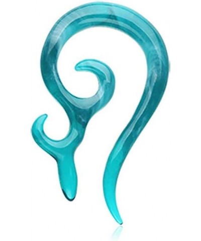 Devil's Horn Acrylic Ear Gauge Spiral Hanging Taper 8 GA (3.2mm), Teal $9.71 Body Jewelry