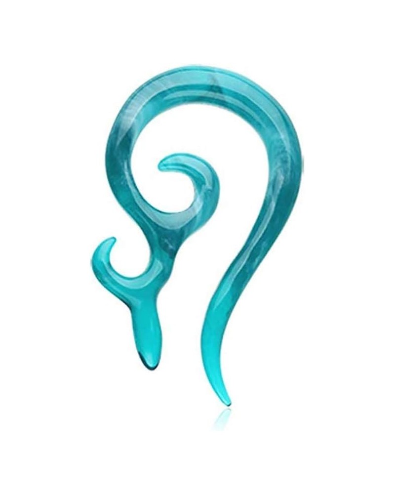 Devil's Horn Acrylic Ear Gauge Spiral Hanging Taper 8 GA (3.2mm), Teal $9.71 Body Jewelry