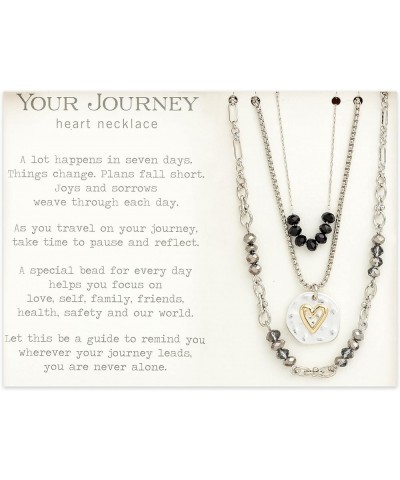 Beaded Heart Love Silver Tone Black One Size Brass Layered Prayer Necklace Love Black $21.97 Necklaces