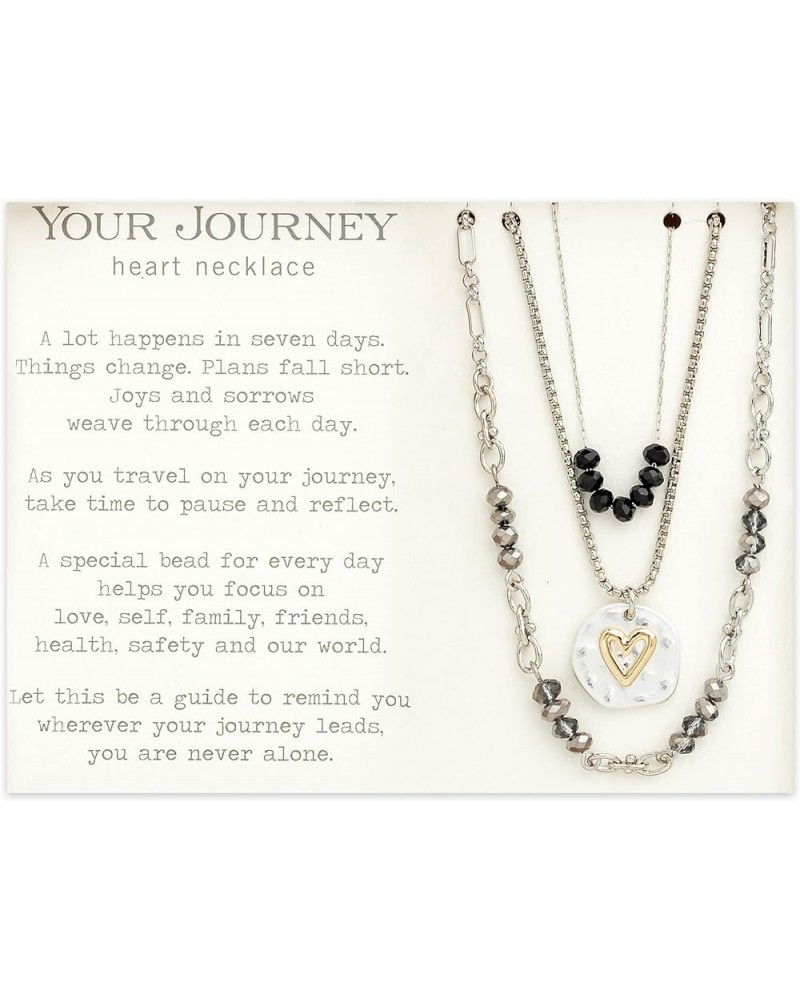 Beaded Heart Love Silver Tone Black One Size Brass Layered Prayer Necklace Love Black $21.97 Necklaces