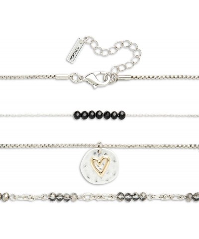 Beaded Heart Love Silver Tone Black One Size Brass Layered Prayer Necklace Love Black $21.97 Necklaces