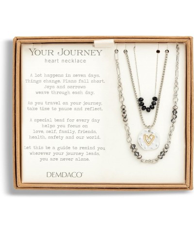 Beaded Heart Love Silver Tone Black One Size Brass Layered Prayer Necklace Love Black $21.97 Necklaces