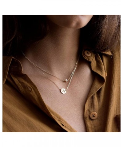 Layered Initial Pearl Necklaces for Women Trendy, Dainty 16K Gold Plated Pearl Necklace for Women Initial A-Z Pendant Necklac...