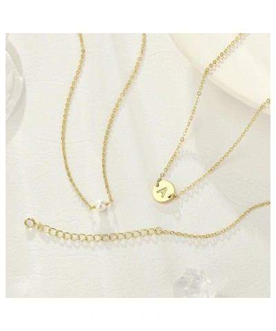 Layered Initial Pearl Necklaces for Women Trendy, Dainty 16K Gold Plated Pearl Necklace for Women Initial A-Z Pendant Necklac...