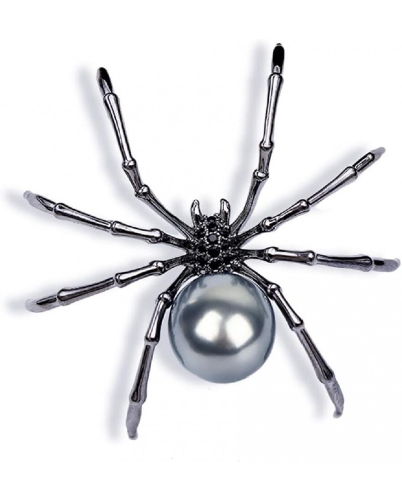 Gothic Halloween Spider Brooch Pins Set Micro Pave Polished Mother of Pearl Body Head Crystal for Women Mother Halloween Cost...