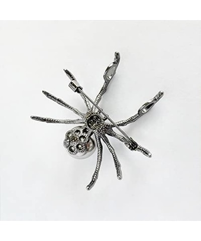 Gothic Halloween Spider Brooch Pins Set Micro Pave Polished Mother of Pearl Body Head Crystal for Women Mother Halloween Cost...