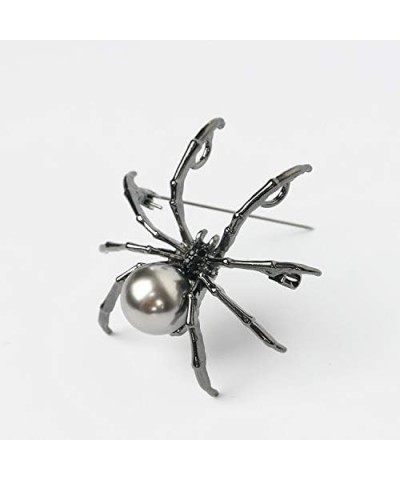 Gothic Halloween Spider Brooch Pins Set Micro Pave Polished Mother of Pearl Body Head Crystal for Women Mother Halloween Cost...