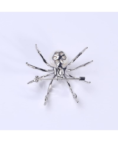 Gothic Halloween Spider Brooch Pins Set Micro Pave Polished Mother of Pearl Body Head Crystal for Women Mother Halloween Cost...