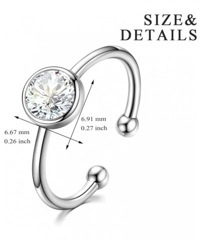 925 Sterling Silver Birthstone Adjustable Ring for Women Birthday Gift for Her 4-April $11.07 Rings