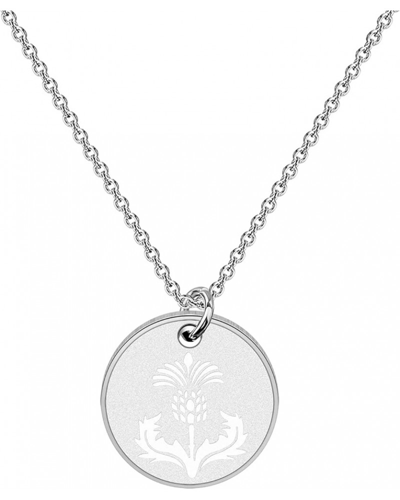 Inspired Jewelry Scottish Thistle Disc Pendant Necklace Gift Scottish Thistle necklace $9.20 Others