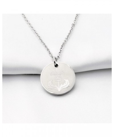 Inspired Jewelry Scottish Thistle Disc Pendant Necklace Gift Scottish Thistle necklace $9.20 Others