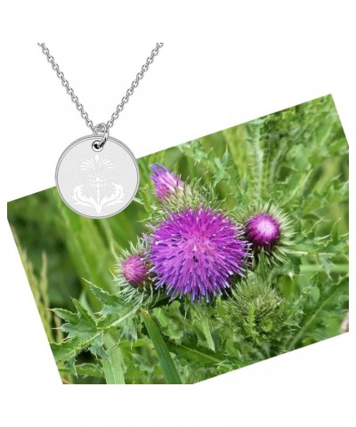 Inspired Jewelry Scottish Thistle Disc Pendant Necklace Gift Scottish Thistle necklace $9.20 Others