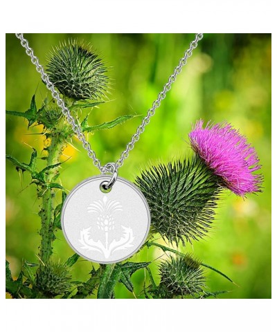 Inspired Jewelry Scottish Thistle Disc Pendant Necklace Gift Scottish Thistle necklace $9.20 Others