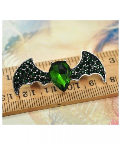 Silver Tone Green Emerald Colored Crystal Rhinestone Halloween Flying Bat Animal Brooch Pin $9.87 Brooches & Pins