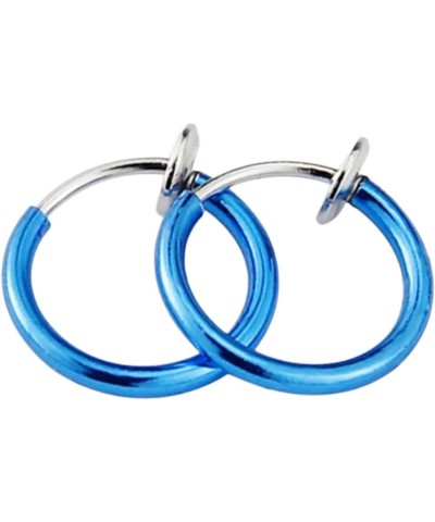 Grunge Silver Non-Pierced Earrings - Clip-On, Hoop, Thin Hoop, Cuff, Lightweight for women 2.0*20mm BLUE $9.90 Earrings