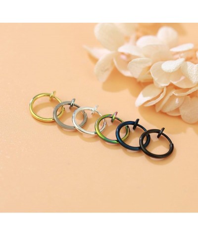 Grunge Silver Non-Pierced Earrings - Clip-On, Hoop, Thin Hoop, Cuff, Lightweight for women 2.0*20mm BLUE $9.90 Earrings