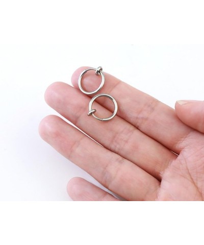 Grunge Silver Non-Pierced Earrings - Clip-On, Hoop, Thin Hoop, Cuff, Lightweight for women 2.0*20mm BLUE $9.90 Earrings