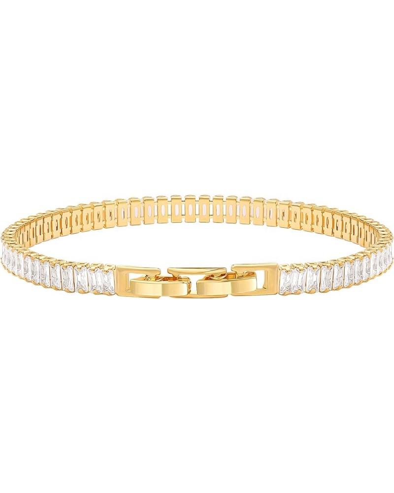 18k Gold Chain Layerd Bracelet Coin Charm Toggle Bracelet Trendy Cubic Zirconia Jewelry 6. Baguette tennis $11.39 Bracelets