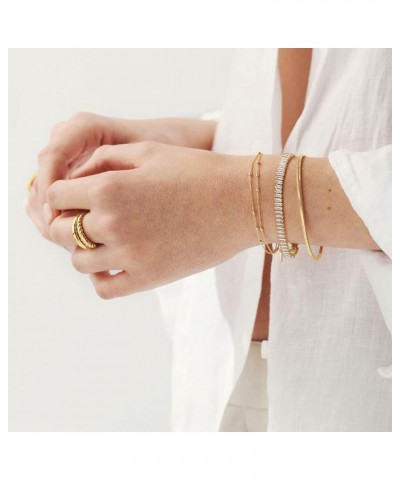 18k Gold Chain Layerd Bracelet Coin Charm Toggle Bracelet Trendy Cubic Zirconia Jewelry 6. Baguette tennis $11.39 Bracelets