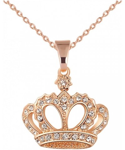 14K Yellow Gold Crown Necklace - 14K Yellow Gold Royal Charm Queen Crown Necklace with Chain - Crown Pendant Necklace For Wom...