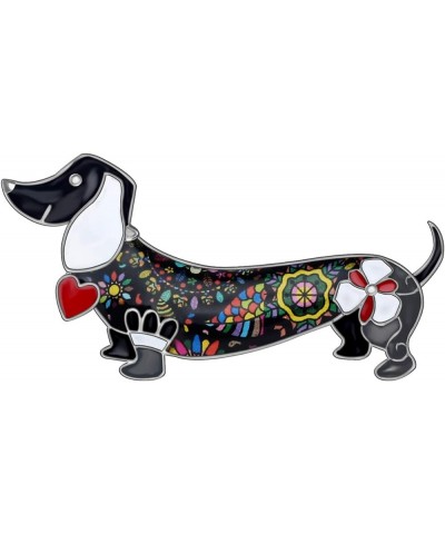 Enamel Zinc Alloy Dachshund Dog Brooches Pin Scarf Lapel Jewelry Dachshund Gift for Women Girls Dog Lovers Black $10.02 Brooc...