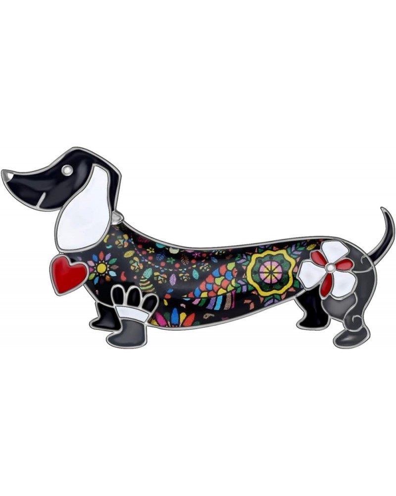 Enamel Zinc Alloy Dachshund Dog Brooches Pin Scarf Lapel Jewelry Dachshund Gift for Women Girls Dog Lovers Black $10.02 Brooc...