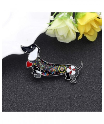 Enamel Zinc Alloy Dachshund Dog Brooches Pin Scarf Lapel Jewelry Dachshund Gift for Women Girls Dog Lovers Black $10.02 Brooc...