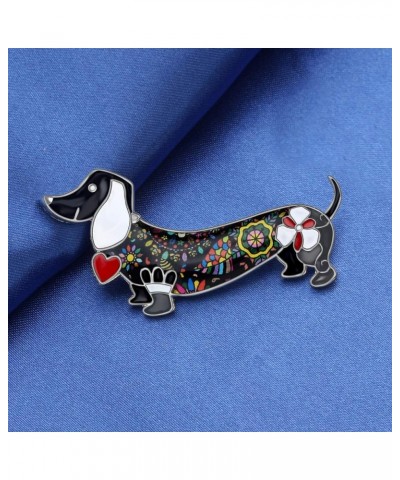 Enamel Zinc Alloy Dachshund Dog Brooches Pin Scarf Lapel Jewelry Dachshund Gift for Women Girls Dog Lovers Black $10.02 Brooc...