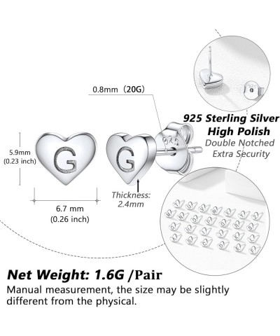 925 Sterling Silver Heart Letter Stud Earrings for Women Initial Earring for Girls with Gift Packaging G $10.06 Earrings