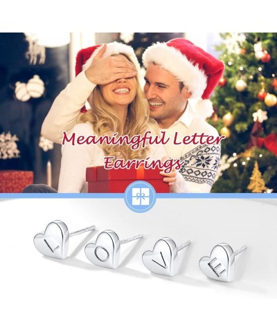 925 Sterling Silver Heart Letter Stud Earrings for Women Initial Earring for Girls with Gift Packaging G $10.06 Earrings