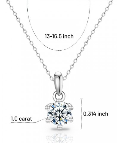 1CT Moissanite Solitaire Necklace, 925 Sterling Silver Diamond Pendant Necklace, Simple Wedding Necklace with GRA Certificate...