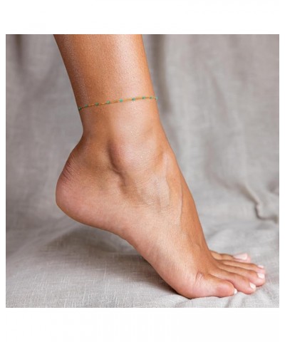 Ankle Bracelets for Women Gold Chain 14K Gold Plated Pearls Beads Anklet Dainty Beach Summer Simple Foot Anklets for Girls Bl...