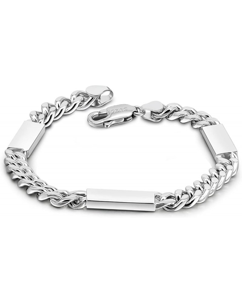 Men 925 Sterling Silver Bracelet Handmade Link Chain Women 0.24 inch Curb Cuban Chain 7" 7.5" 8" 8.5" 9" Jewelry Teen Boy Gif...