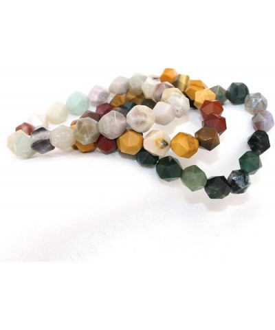 Colorful Marble Stone Bead Bracelet, Handmade Healing Gemstone Bracelet Natural Stone Beaded Stretch Bracelets for Women Face...