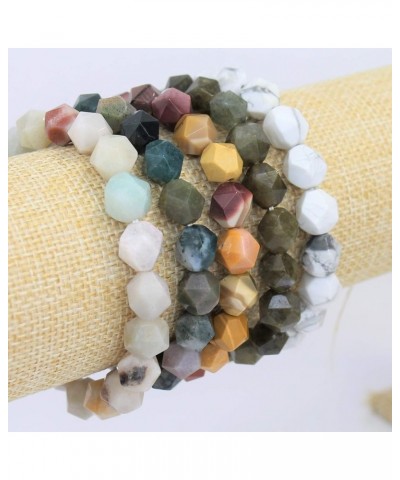 Colorful Marble Stone Bead Bracelet, Handmade Healing Gemstone Bracelet Natural Stone Beaded Stretch Bracelets for Women Face...