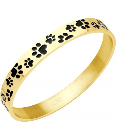 Stainless Steel Solid Slip-On Dog Lover Paw Cuff Bangle for Women & Girls Gold $10.91 Bracelets