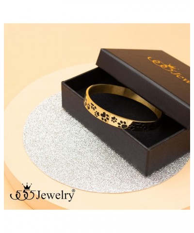 Stainless Steel Solid Slip-On Dog Lover Paw Cuff Bangle for Women & Girls Gold $10.91 Bracelets