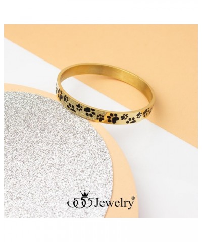 Stainless Steel Solid Slip-On Dog Lover Paw Cuff Bangle for Women & Girls Gold $10.91 Bracelets