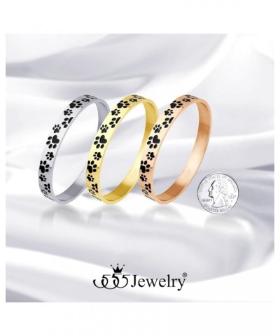 Stainless Steel Solid Slip-On Dog Lover Paw Cuff Bangle for Women & Girls Gold $10.91 Bracelets