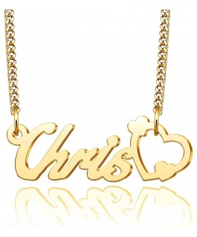 Heart Name Necklace Personalized 18K Gold Plated Nameplate Customized Jewelry for Women with Curb Link Chain Chris $9.17 Neck...