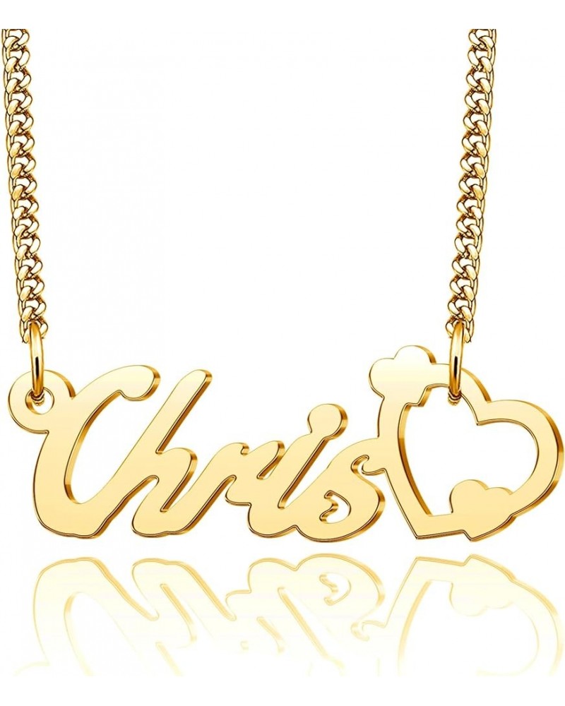 Heart Name Necklace Personalized 18K Gold Plated Nameplate Customized Jewelry for Women with Curb Link Chain Chris $9.17 Neck...