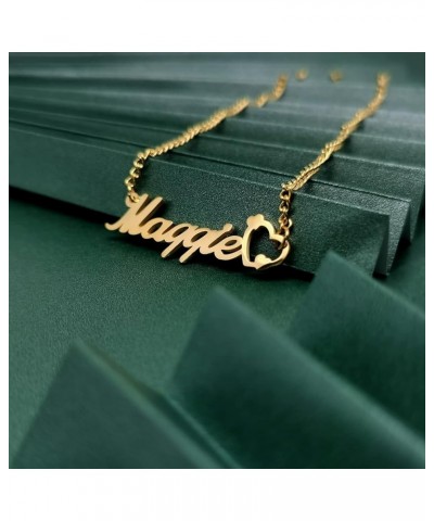 Heart Name Necklace Personalized 18K Gold Plated Nameplate Customized Jewelry for Women with Curb Link Chain Chris $9.17 Neck...